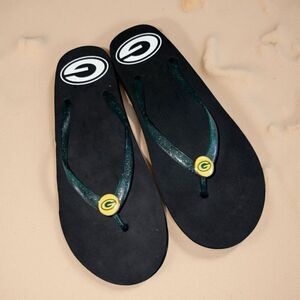 Green Bay Packers Women's Comfy Flip Flop Sandals Size 11